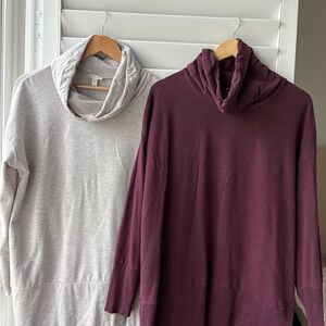 Garnet Hill cowl neck long sleeve tunic oversized medium large set of 2